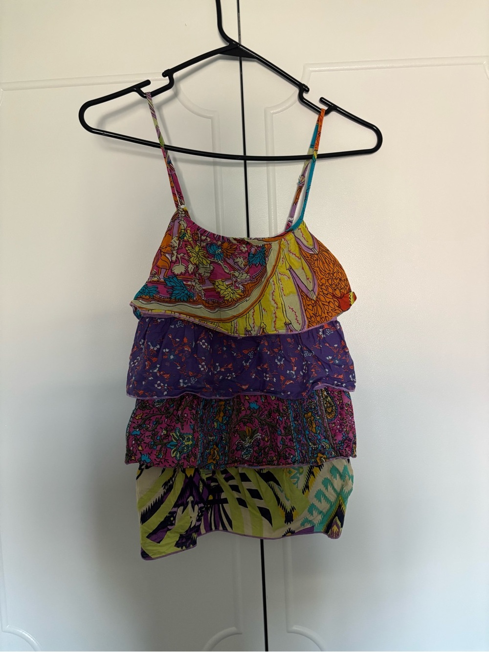 Xhilaration Multi-Color Tiered Ruffle Camisole in Purple, Yellow, Pink